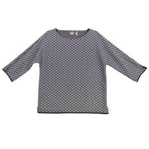 Chicos Womens Black & White Geometric 3/4 Sleeve Top Size 1